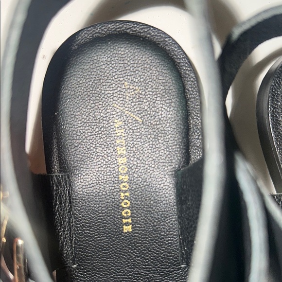 Anthropologie Black Leather Sandals with Ankle Strap Size 10 - Picture 3 of 10